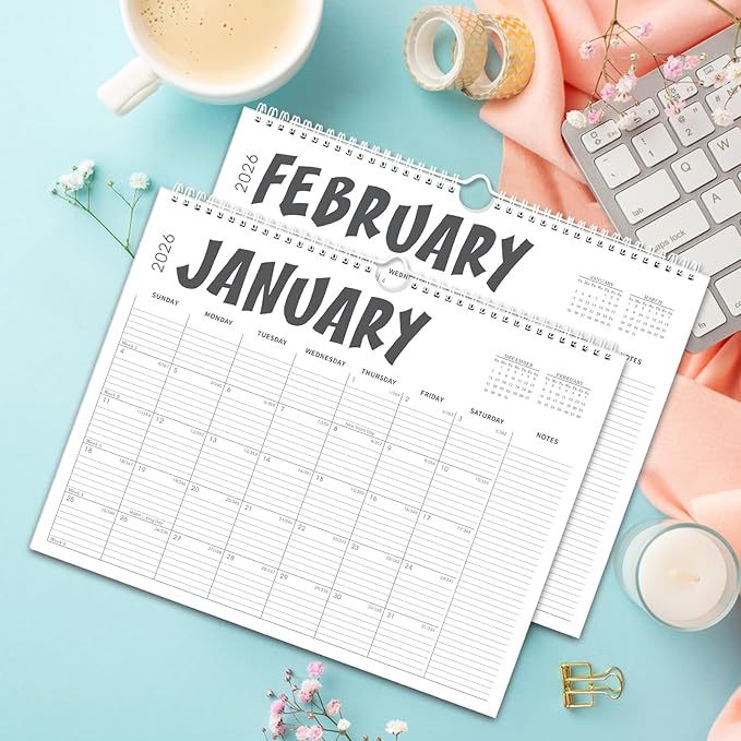 2026 Calendar , 2025-2026 Calendar Wall from Jul. 2025 to Dec. 2026, 14.7" X 11.5" Paper Monthly Planner Wall Hanging Calendar with Thick Paper for Office Home Planning & Organizing (wall calendar B)