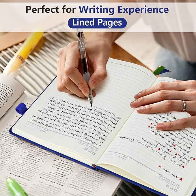 Lined Journal Notebook for Men & Women, 160 Pages College Ruled Journal for Writing, A5 Hardcover Leather Notebooks for Work, School, Business, Travel, Daily Diary 5.9" x 8.5" (Navy)