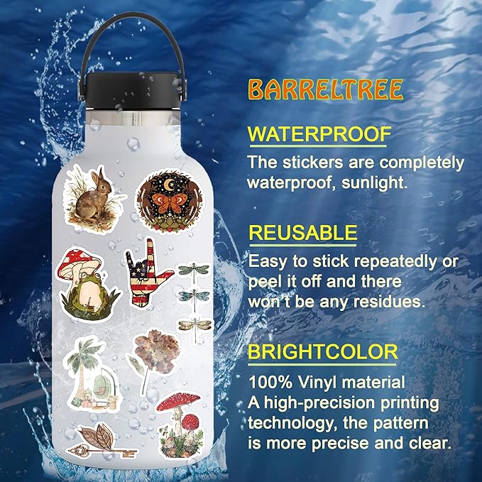 300 PCS Vintage Stickers, Aesthetic Waterproof Vinyl Stickers for Scrapbook Journaling Planners and Journals, Cottagecore Retro Sticker Pack for Water Bottles Laptop, Scrapbooking Supplies for Adults
