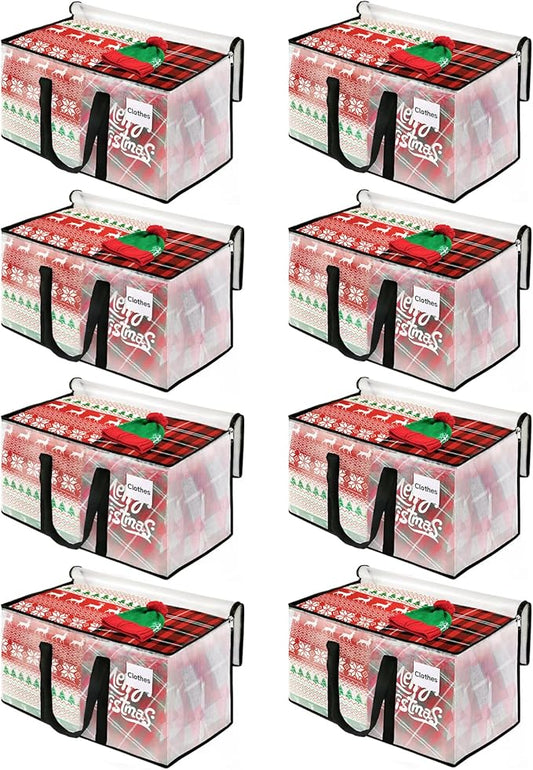 BlissTotes Moving Bags, 76L 8-Pack Storage Bags, Moving Box Heavy Duty Extra Large, Moving Totes with Zipper, Reinforced Handles Boxes for Packaging Moving, Decorative Wreath Storage