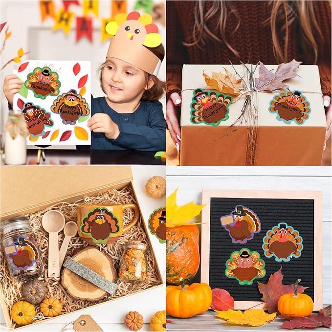 600 Sheets Thanksgiving Turkey Sticky Notes, Self-Adhesive Thanksgiving Notepads Turkey Self Sticky Memo Pads for School Office Fall Harvest Party Favors Supplies