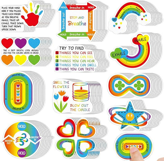 Fulmoon 120 Pcs Anxiety Sensory Stickers Textured Sensory Strips Tactile Rough Calm Sensory Stickers Adhesive Tactile Fidget Tool for Classroom Desk Adults Teens Anxiety Relief (Rainbow Color)