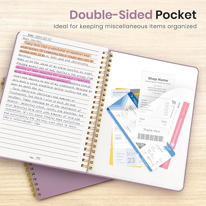 Lined Spiral Journal Notebook for Women, 50 Pack, A5 College Ruled Journals for Writing, Hardcover Notebooks for Work, Note taking and Office School Supplies,140 Pages,50 Pcs - Purple