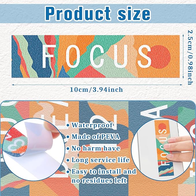 Crtiin 80 Pcs Anxiety Sensory Stickers with Inspirational Quotes Calm Textured Relief Mental Health Stickers Office Adhesive Sensory Tape Anti Stress for Adults(Stylish)