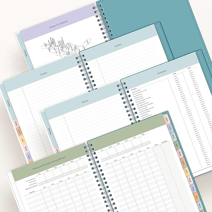 Blue Sky 2026 Weekly and Monthly Planner Calendar, January 2026 - December 2026, 5.875” x 8.625”, Flexible Cover, Storage Pocket, Ruler, Colorful Interior, Includes Extra 30 Sheets of Notes, Tides