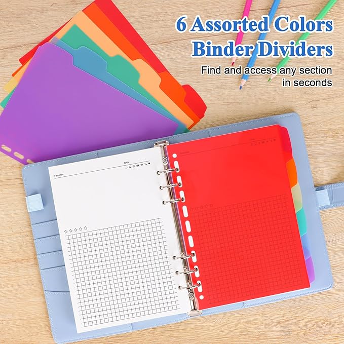 Antner A5 Refill Paper Planner Inserts for A5 6-Ring Binder, 135 Sheets 6-Hole Note Record Refills Blank&Grid Loose Leaf Filler Paper with Binder Dividers for Refillable Notebook, Journal, Sketchbook
