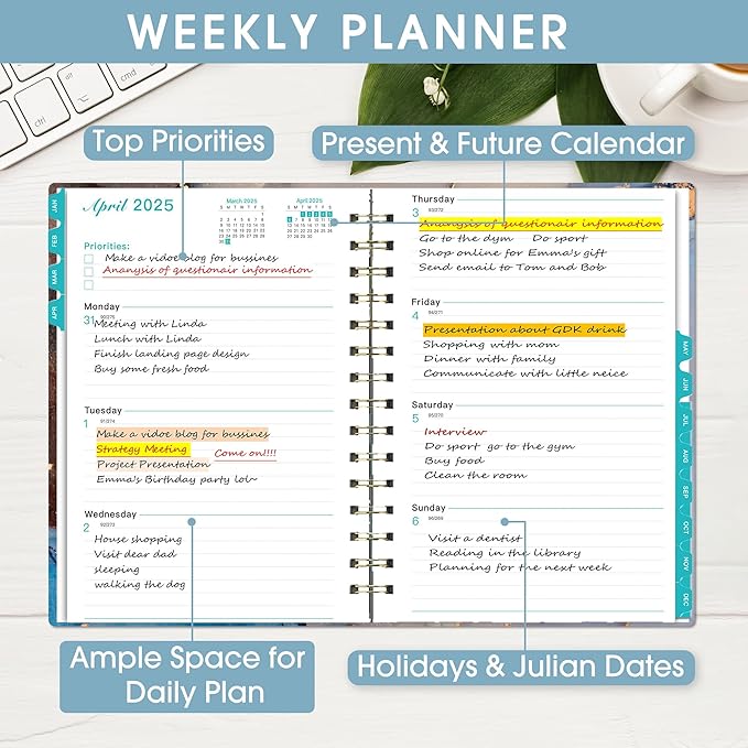 Ymumuda 2026 Planner, Daily Weekly Monthly Planner, 2026 Calendar Planner (Jan 2026 - Dec 2026), 8.4" x 6.3", Teacher School Student Work Agenda with Tabs, Ideal for School Office Supplies