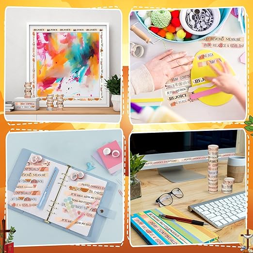 Janlaugh 24 Rolls Christian Washi Tape for Bible Journaling Gifts Bulk Religious Inspirational Scripture Supplies Boho Bible Verse Washi Tape for Study Crafting Valentine's Day DIY Gifts