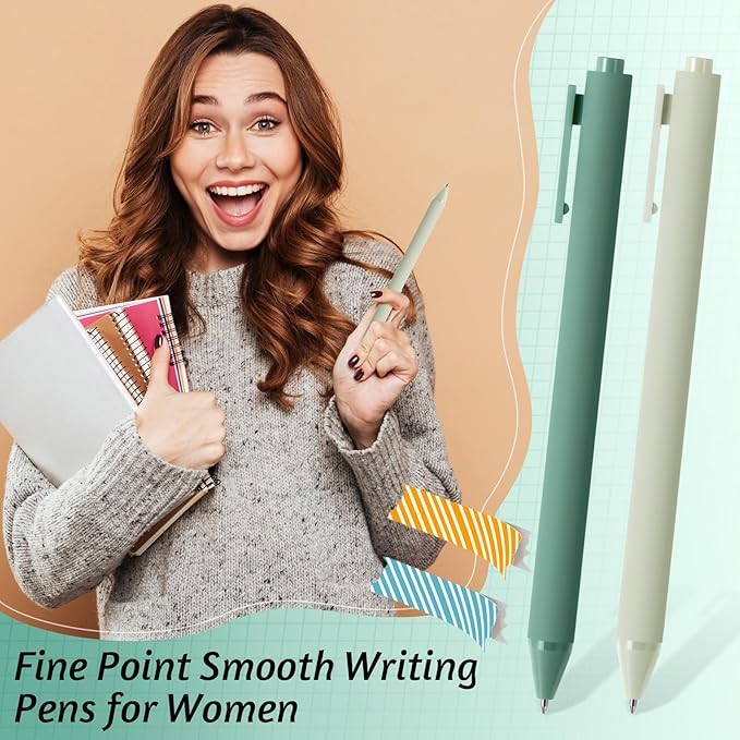 Crtiin 100 Pcs Gel Ink Pens Bulk, Black Ink 0.5mm Fine Point Retractable Pen Smooth Writing Office Supplies for Teacher Server Nurse Valentine Galentine Gift (Green Series)