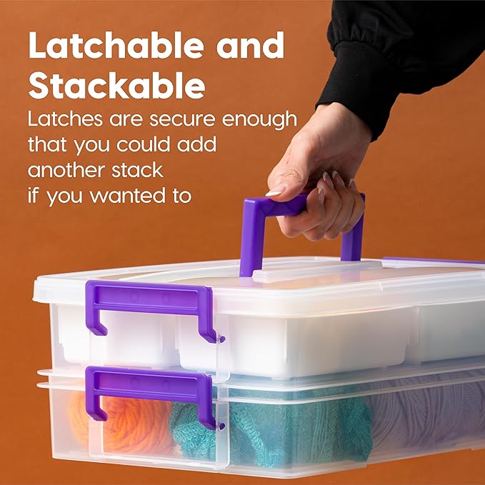 IRIS USA 9 Qt. Plastic Craft Storage Container Bins with Lids, 1 Pack, Small Art & Office Supply Organizer Tote, Sensory Bins & Boxes for Home & University, Latchable, Stackable, Portable, Clear