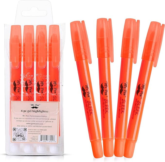 Mr. Pen No Bleed Gel Highlighter, Bible Highlighters, Golden Orange, Pack of 4