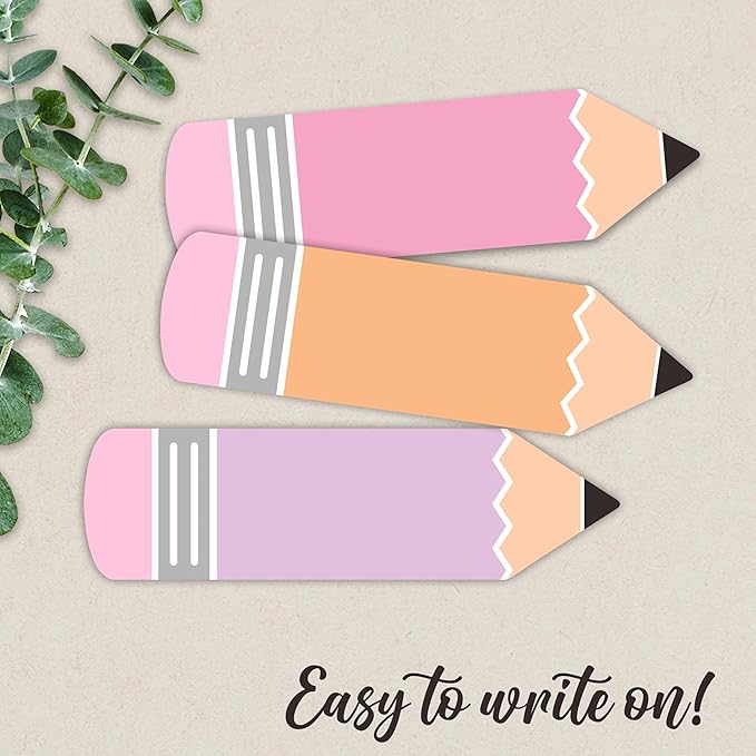 Colorful Pencils Shapes Student Name Tags - 45 Pcs Self-Adhesive Stickers for Teens - Multipurpose Name Label Favors Decorations & Supplies for Classroom Desks Bulletin Boards School -A08