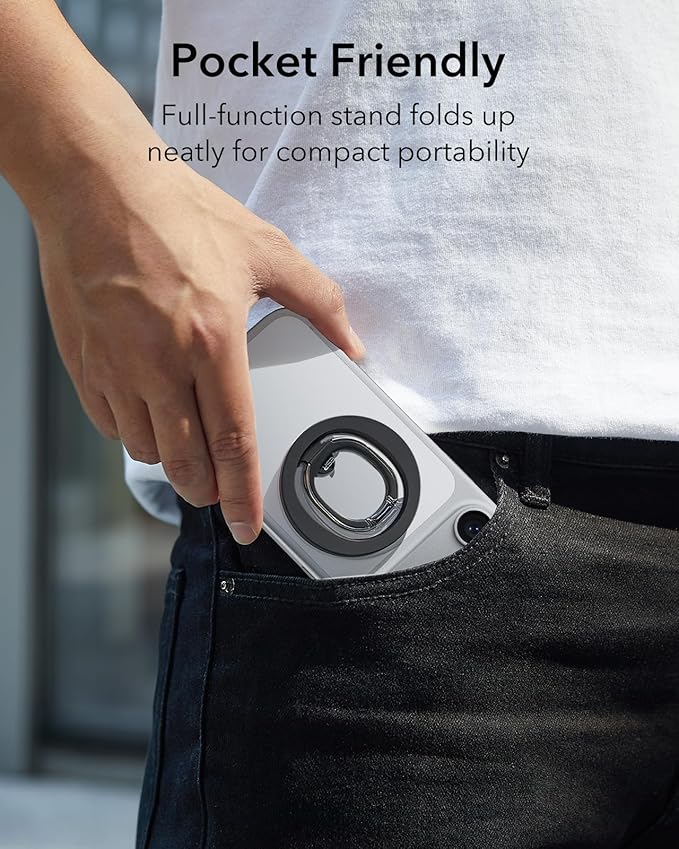 ESR for MagSafe Phone Grip, MagSafe Ring Holder, Magnetic Phone Ring Holder, Magnetic Phone Grip with 2-Way Stand for iPhone 17/16/15/14/13/12, Samsung, Google, All Smartphones(2 Metal Rings included)