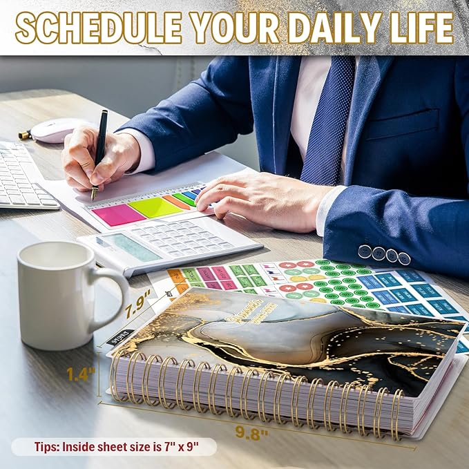 Planner 2026-2027, Large 18 Months Academic Daily Weekly Monthly Planner Yearly Agenda Jan. 2026–June. 2027, 7.9" x 9.8", Page Tabs, Separator Page, Pocket Folder, Bookmark, Stickers, Sticky Note Set