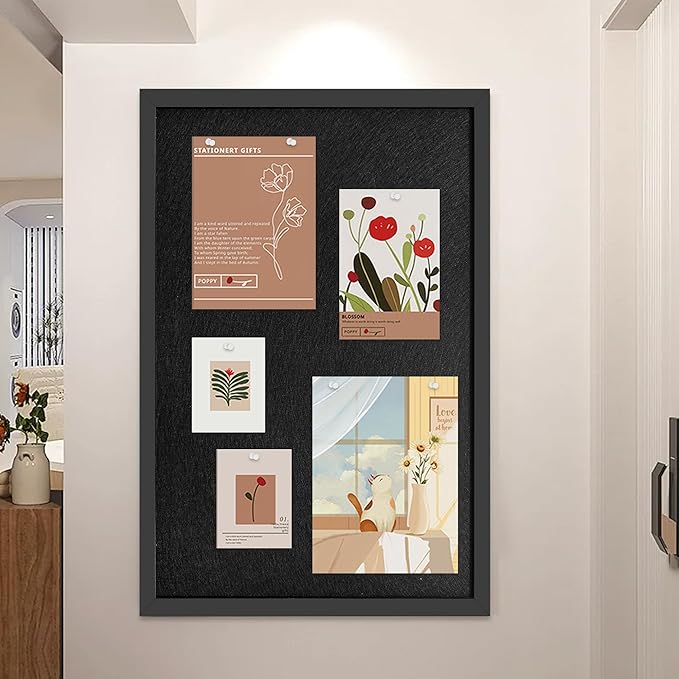 31.5x48 Inch Cork Board for Wall Hanging with Linen, Bulletin Board with Push Pins, Mounted Memo Message Board for Home Office Decor, Dorm Room Essentials, Classroom Organization