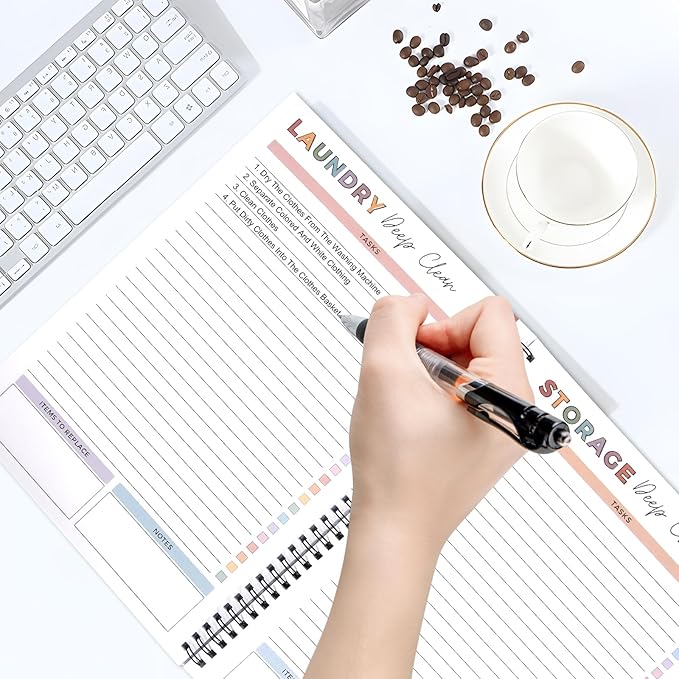 2pcs Adhd Cleaning Planner for Adults Women Teens Adhd Cleaning and Organizing Planner Cleaning Schedule and Checklist Notebook List Daily Weekly Monthly for Home Chore Chart Adhd Daily Planner