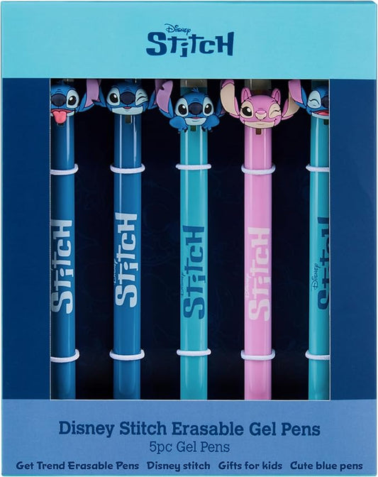 Get Trend Disney Stitch 5pcs Erasable Gel Ink Pens and Angel Cute Writing Pens for Kids Fun Stationery Set Kawaii Journaling Supplies Cool Pen Gifts for Kids (Stitch)