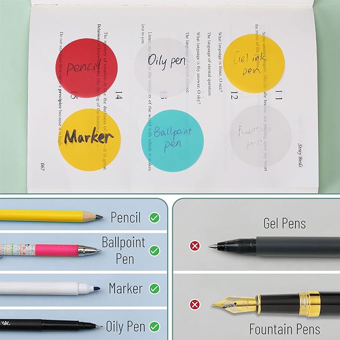 Mr. Pen- Transparent Sticky Notes, 200 Pcs, Candy Colors, Round Translucent Sticky Notes, Stocky Notes for Bible Journaling
