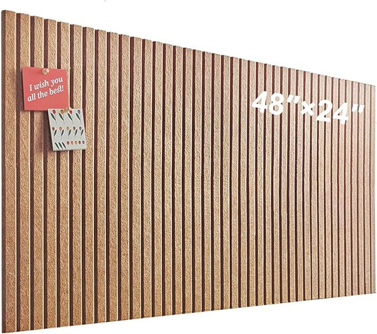 Large Cork Board for Office, 8 Pack Felt Wall Tiles with Slat Wall Paneling and Safe Removable Adhesive Tabs, Felt Bulletin Board Pin Board Cork Boards for Walls - Burnt Orange