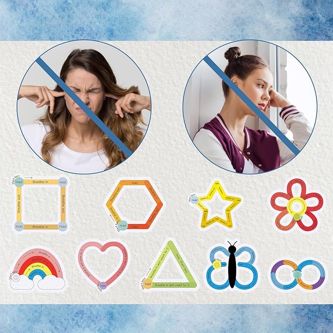 36 Pcs Sensory Strips Infinity Rainbow Anxiety Mindfulness Stickers Adults Stress Breathing Stickers Fidget Adhesives Rough Textured Tape for Classroom Desk Office Computer(Cute)