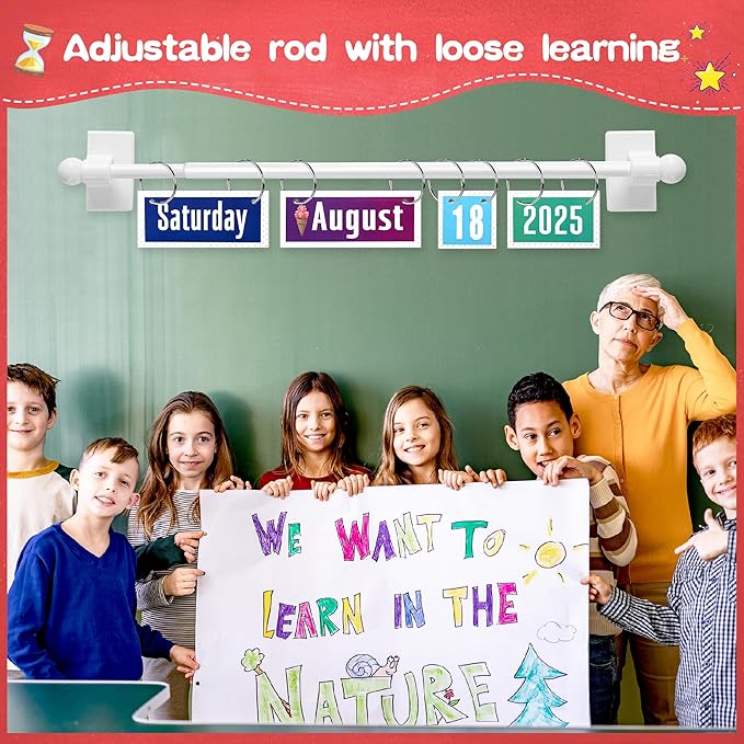 Magnetic Rod Flip Calendar for Classroom Colorful Classroom Calendar Date Cards Colorful Classroom Decor Magnetic Rod for Classroom Whiteboard