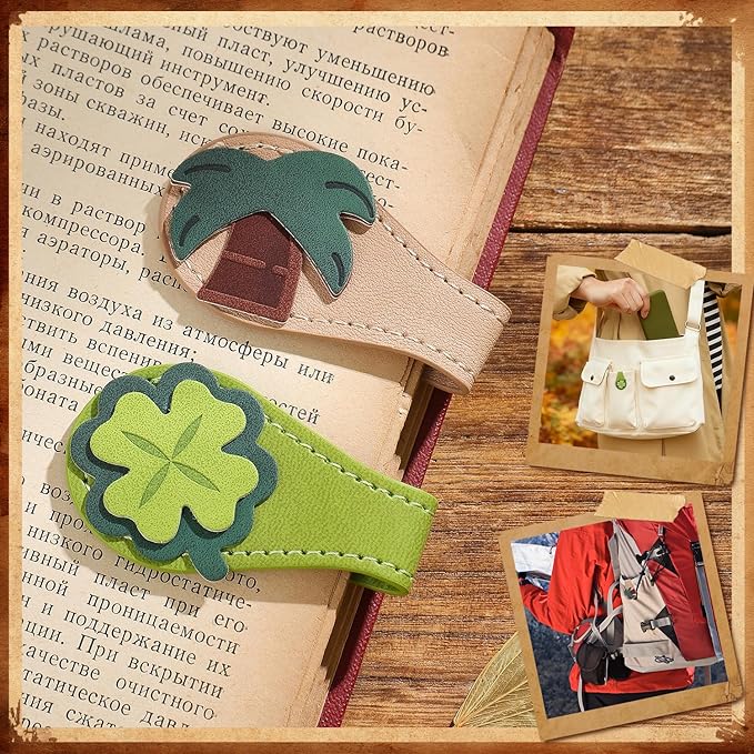 2PCS Leather Magnetic Bookmarks for Women, Personalized Leather Bookmark, PU Magnet Bookmark Clips Book Holder