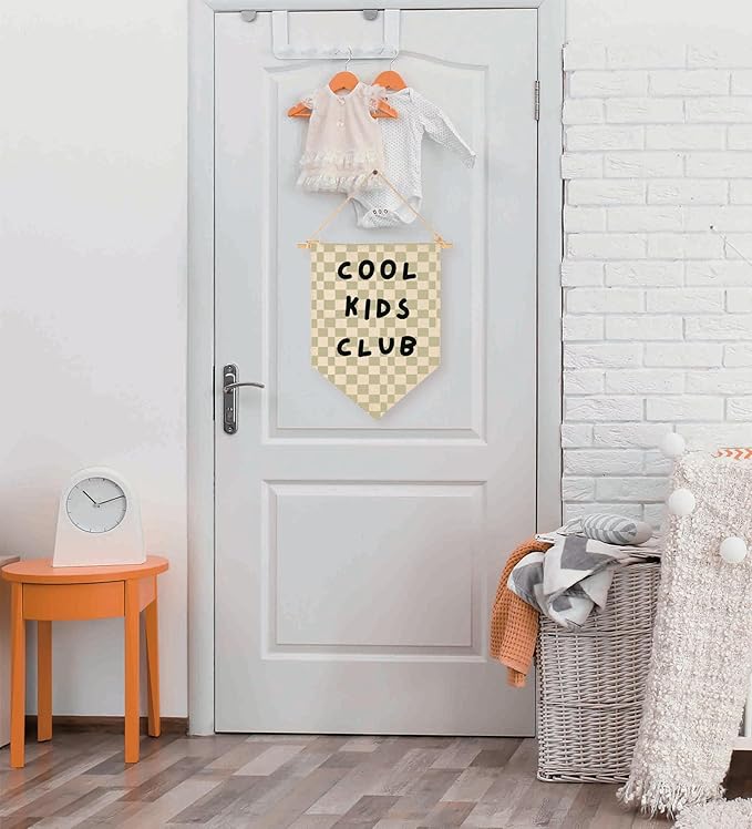 Cool Kids Club-Canvas Banner Flag Sign Pennant Poster Wall Decor Gift for Kids Baby Boy Girl,Nursery Baby Room Playroom Bedroom Reading Room Door Above Crib-Baby,Shower,Birthday Christmas Gift
