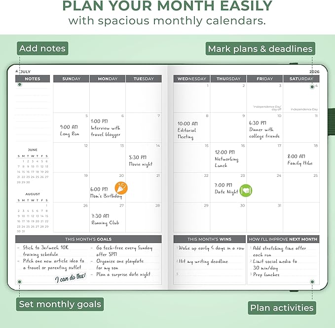 Clever Fox Dated Planner 2026-2027 – Weekly Life Planner Notebook for Time Management – Planner with Habits Tracker & To-Do List (Forest Green)