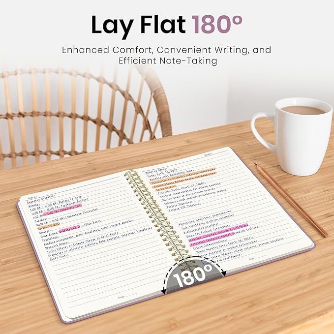 Lined Spiral Journal Notebook for Women, 50 Pack, A5 College Ruled Journals for Writing, Hardcover Notebooks for Work, Note taking and Office School Supplies,140 Pages,50 Pcs - Purple