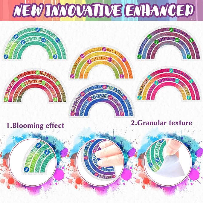 36 Pcs Sensory Strips Infinity Rainbow Anxiety Mindfulness Stickers Adults Stress Breathing Stickers Fidget Adhesives Rough Textured Tape for Classroom Desk Office Computer(Classic)