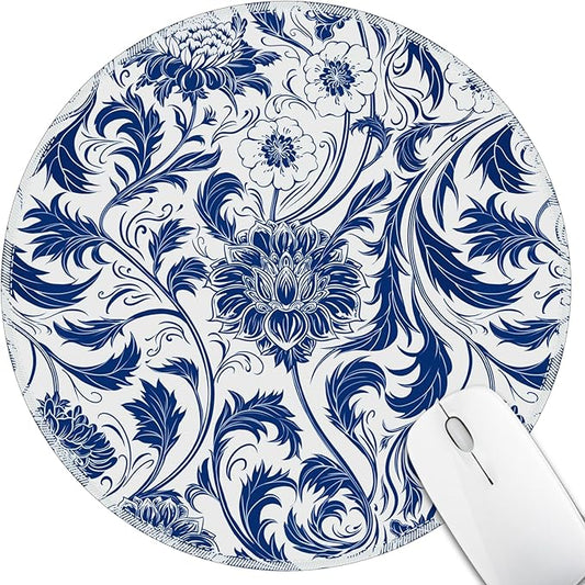 Floral Flower Mouse Pad for Desk, Small Cute Mousepad with Non-Slip Base, Round Mouse Pads for Wireless Mouse Laptop Gaming, Computer Mouse Mat for Office Decor Desk Accessories Supplies