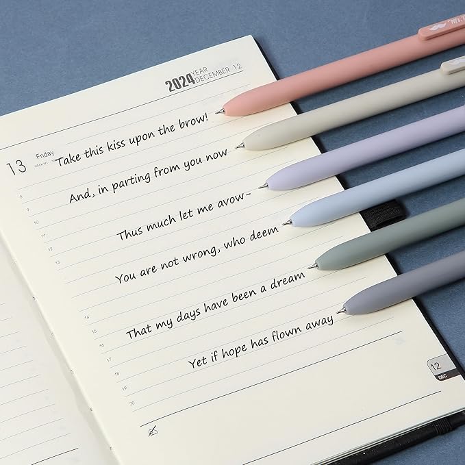 Mr. Pen- Retractable Gel Pens for Journaling, 6 Pack, 0.5 mm Black Ink, Morandi Barrels, Smooth Writing Aesthetic Pens for Women