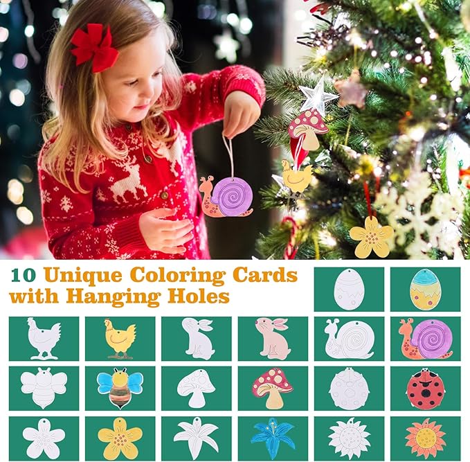 Easy Creative Coloring Book Set for Adults with 30 Patterns, 36 Color Markers, 10 Hangable Coloring Cards & 5 Premium Blank Watercolor Papers - Arts and Crafts Gift for Relaxation