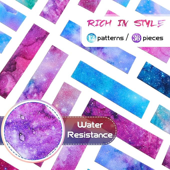 36 Pcs Ink and Starry Sky Anxiety Sensory Stickers Mental Health Stickers Mindfulness Fidget Textured Strips Adhesive Tactile Calm Relief Items for Adults School Counselor Office, 12 Style