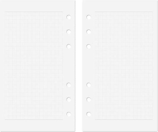 Discagenda Planner Insert Refills 6-Hole Ringbound 60 Sheets 120gsm 80lb 3.8x6.7in (Grid, Personal)
