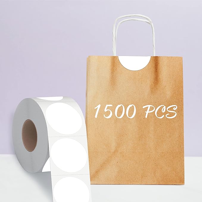 1500 PCS Round Color Coding Labels, White Circle Dot Stickers Self-Adhesive Removable Stickers for Inventory Organize, File Classification with Perforation Line in Roll (3/4" in Diameter)