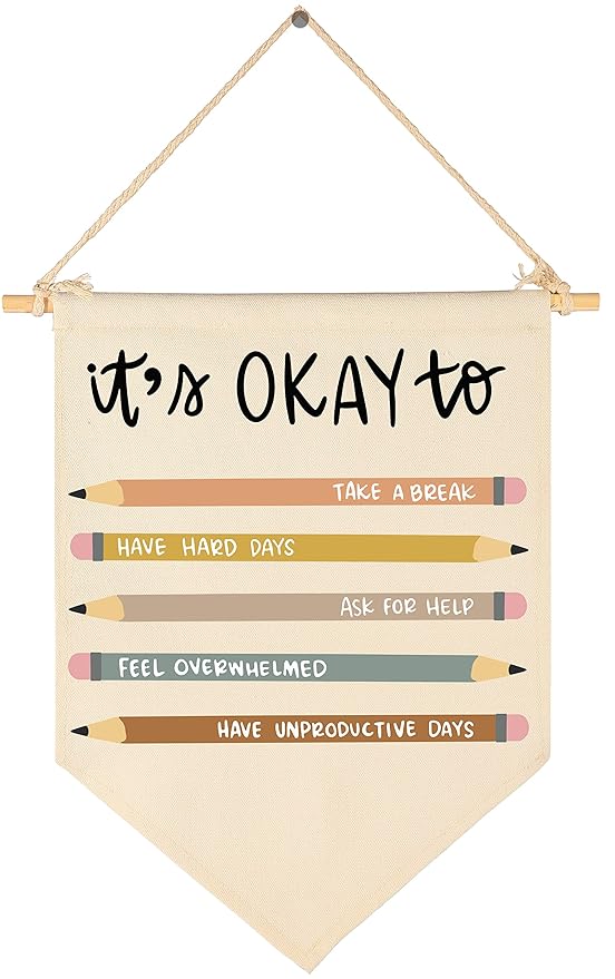 Classroom Wall Decor-Teacher Gift-Classroom Mental Health Educational Banner-Canvas Hanging Pennant Flag Banner Wall Sign Decor Present for Kid-It Is Okay to Take a Break