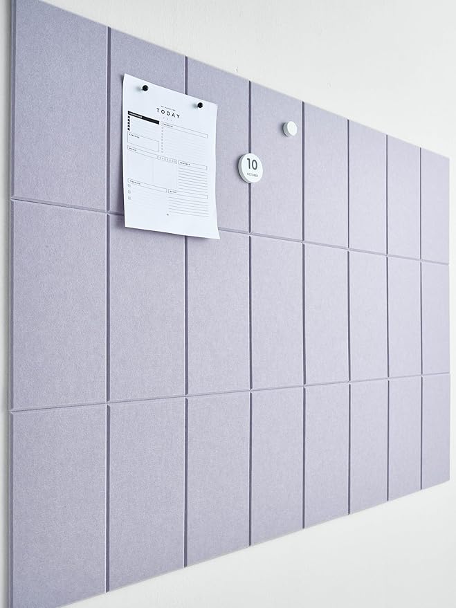 Large Bulletin Board 48x36- Office Wall Organizer to Replace Your Old Cork Boards for Walls for Office Decor - 24-Pack Felt Wall Tiles for Use in Home Office Decor as Photo Board (Lilac)