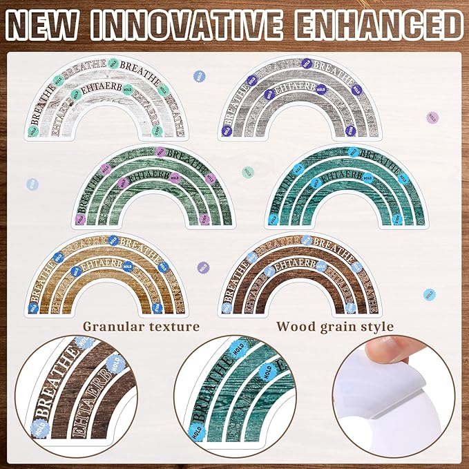 36 Pcs Sensory Strips Infinity Rainbow Anxiety Mindfulness Stickers Adults Stress Breathing Stickers Fidget Adhesives Rough Textured Tape for Classroom Desk Office Computer(Wood)