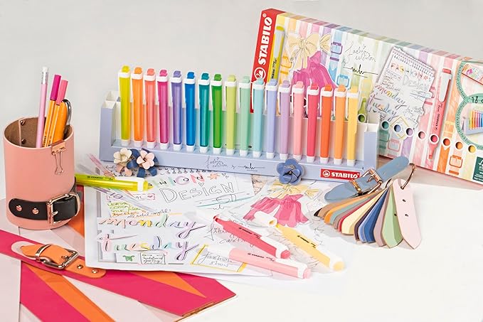 STABILO Highlighter swing cool - Deskset of 18-8 x Neon Colors + 10 x Pastel Colors, Portable, Clip Closure