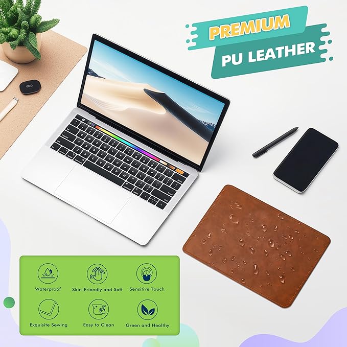 Mouse Pad, PU Mouse Pad，Leather Mouse Pad with Stitched Edge Micro-Fiber Base with Non-Slip Waterproof，Mouse Pad for Computers，Laptop, 8x11Inch (Shell Pink)