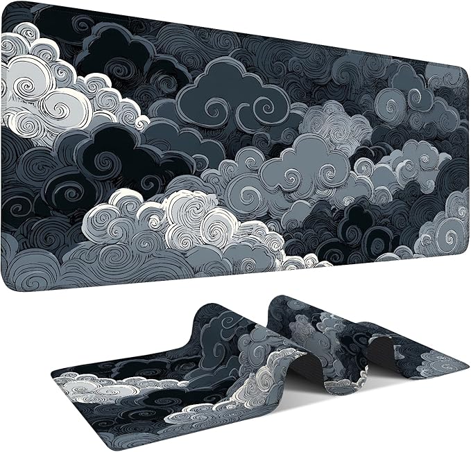 Clouds Extended Gaming Mouse Pad 35.4 x 15.7 Inch – Elegant Desk Mat for Gaming, Office, and Study with Non-Slip Rubber Base