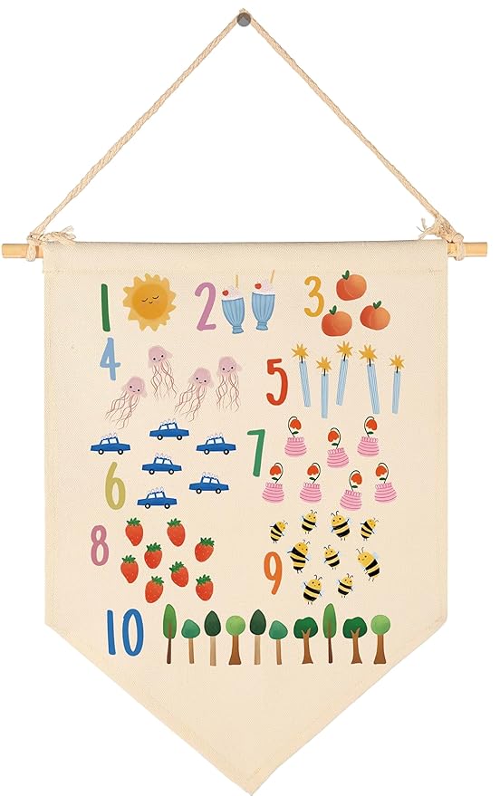 Canvas Banner Flag Sign Pennant Poster Wall Decor Gift for Nursery Classroom Homeschool Kindergarten Preschool Baby Reading Room Playroom Teacher Office-Christmas Gift-Numbers Within 10 Education