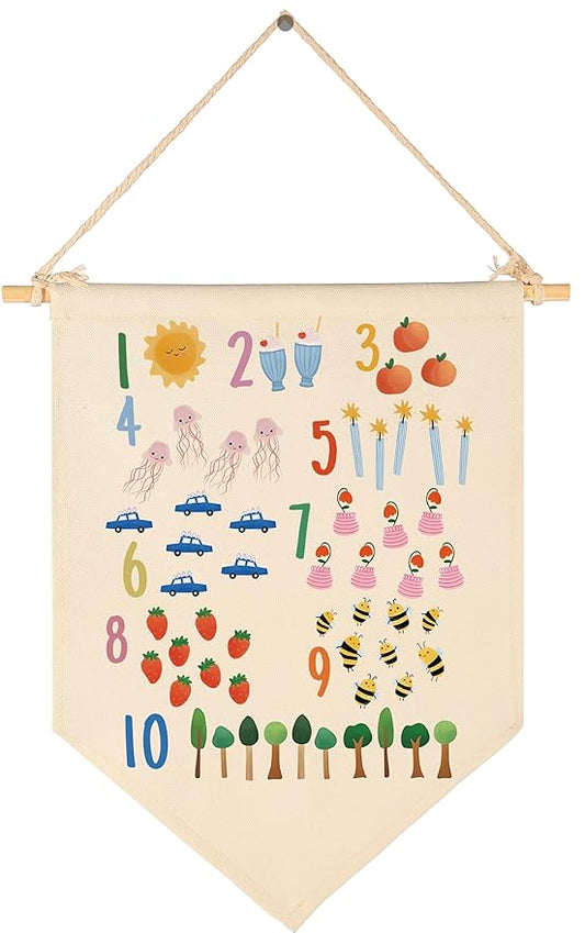 Canvas Banner Flag Sign Pennant Poster Wall Decor Gift for Nursery Classroom Homeschool Kindergarten Preschool Baby Reading Room Playroom Teacher Office-Christmas Gift-Numbers Within 10 Education
