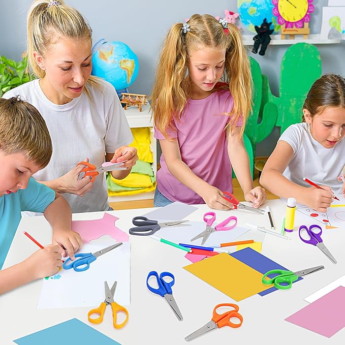 Toidgy 100 Pack Kids Scissors, 5 Inch Scissors Bulk for School, Blunt Tip Scissor for Kids Student Teacher,Kids Safety Scissor for Preschool Classroom Office Home,School Supplies Craft Cutting Paper