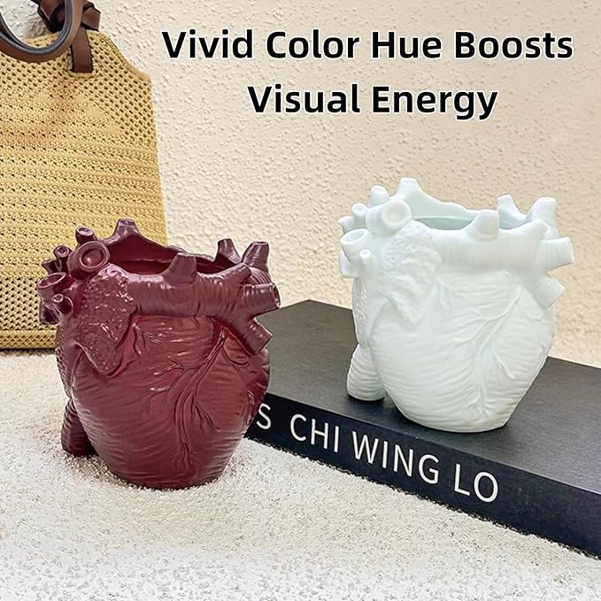 Heart-shaped Pen Holder for Desk Accessories Halloween Decor and Office Decor, Pencil Holder for Desk Organizers, Compact Desk Accessories Gift, Pencil Cup for School, Office, Home (Red)