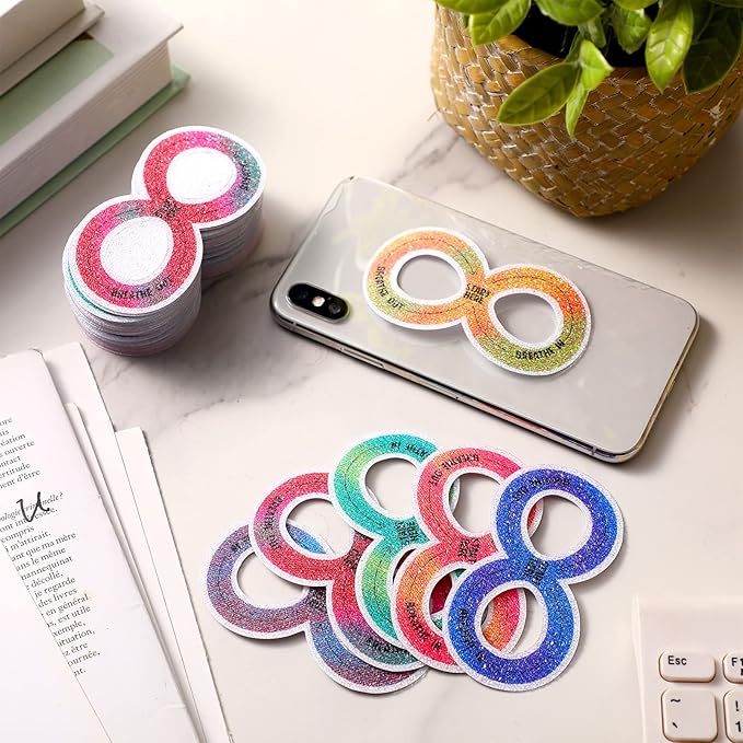 36 Pcs Sensory Strips Infinity Rainbow Anxiety Mindfulness Stickers Adults Stress Breathing Stickers Fidget Adhesives Rough Textured Tape for Classroom Desk Office Computer(Figure of Eight)