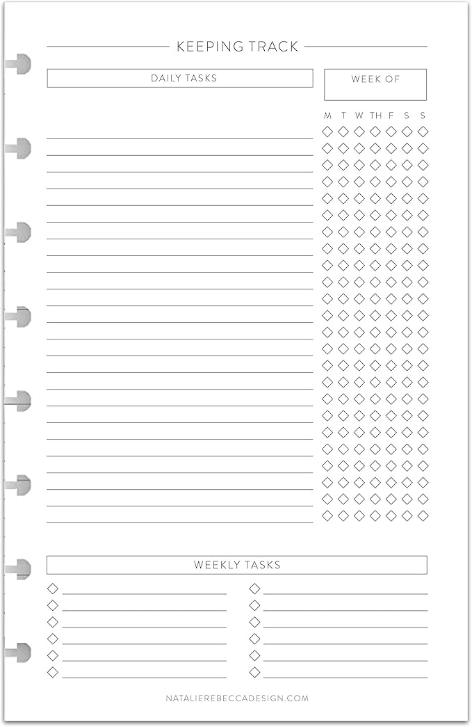 BetterNote Keeping Track Refill Pages for Discbound Notebook, Habit Tracker, Fits Disc TUL, Daily Weekly To Do, Happy Planner, ARC, Levenger Circa, Talia (Classic- 6 month, 8-Disc, 5.5"x8.5")
