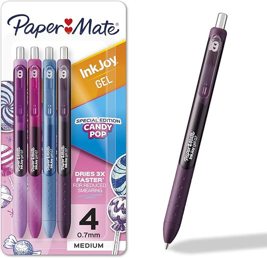 Paper Mate InkJoy Gel Pens Candy Pop Colors Medium (0.7mm) Point Retractable 4 Count