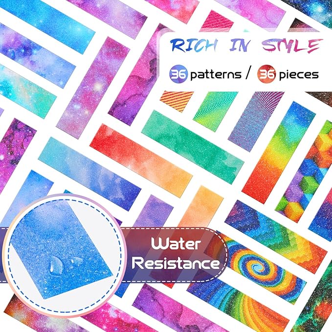 36 Pcs Anxiety Sensory Stickers Strips Adhesive Textured Mental Health Calm Stickers Mindfulness Fidget Decals Stress Anxiety Relief Items for Therapy Office Desk(Mixed Style)